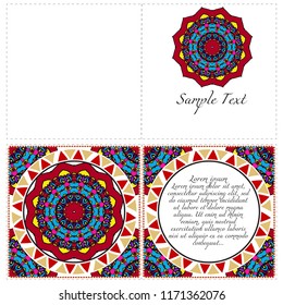 Floral banners. Ethnic Mandala ornament. Vector illustration. For greeting card, coloring book, invitation print.