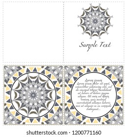 Floral banners. Ethnic Mandala ornament. Vector illustration. For greeting card, coloring book, invitation print