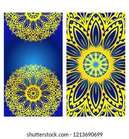 Floral banners. Ethnic Mandala ornament. Vector illustration. For greeting card, coloring book, invitation print.