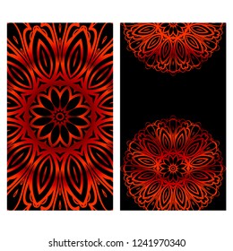 Floral banners. Ethnic Mandala ornament. Vector illustration. For greeting card, coloring book, invitation print.