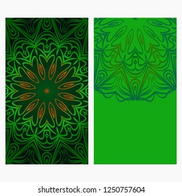 Floral Banners. Ethnic Mandala Ornament. Vector Illustration. For Greeting Card, Coloring Book, Invitation Print.