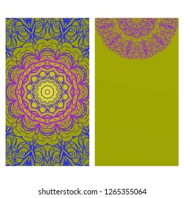 Floral Banners. Ethnic Mandala Ornament. Vector Illustration. For Greeting Card, Coloring Book, Invitation Print.