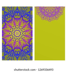 Floral Banners. Ethnic Mandala Ornament. Vector Illustration. For Greeting Card, Coloring Book, Invitation Print.