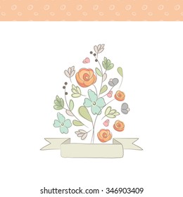 Floral banners for life events collection. Chevron background.