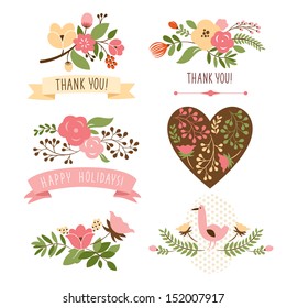 floral banners for life events, vector collection