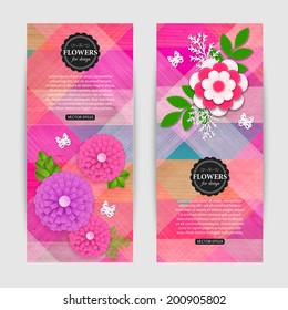  Floral banners with place for text. Vector illustration.