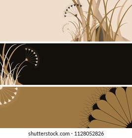 floral banners set with umbels pattern in golden shades