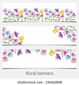 Floral banners. Watercolor floral background.