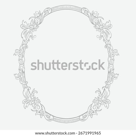 Floral baroque crest frame. Wedding frame.