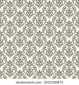 Floral baroque damask seamless pattern. royal wallpaper Gold and white ornamental vector background.