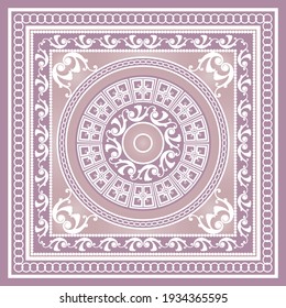 Floral baroque element with chains on a purple background. EPS10 Illustration.