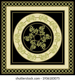 Floral baroque element with chains on a black background. EPS10 Illustration.