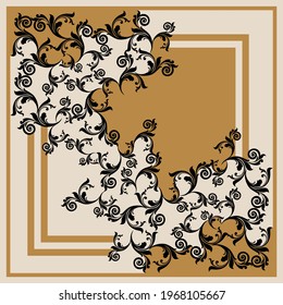 Floral baroque element on a beige background. EPS10 Illustration.
