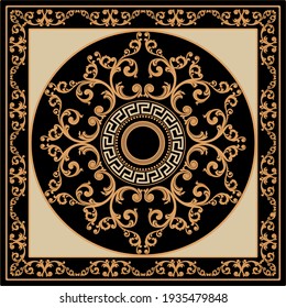 Floral baroque elements on a black background. EPS10 Illustration.