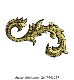 floral barroco vitoriano borda desenhado à mão. scrollwork rococó, simetria dourada, opulento decorativo barroco vitoriano borda vetor esboço. ilustração de cor isolada