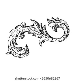 floral barroco vitoriano borda desenhado à mão. scrollwork rococó, simetria dourada, opulento decorativo barroco vitoriano borda vetor esboço. ilustração preta isolada