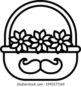 Floral Basket for Dad printed with moustache Concept Vector Icon Design, Happy Fathers Day Symbol, Dads Gift Elements Sign, Parents Day Stock illustration