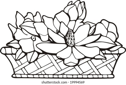 Floral basket, vector illustration.