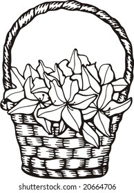 Cesta floral, ilustración vectorial.