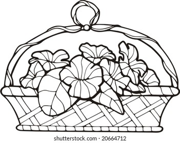 Floral basket, vector illustration.