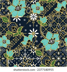 Floral batik pattern filled with dot ornaments and small flowers