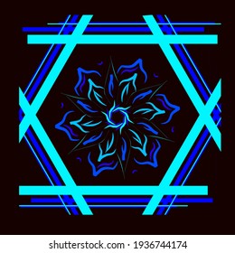 Un diseño con temática de batik floral con un marco y un brillo de color oscuro. hecho para grupos, logos creativos, etc.