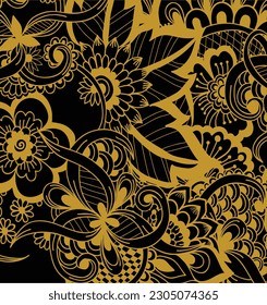 floral batik traditional patern vector