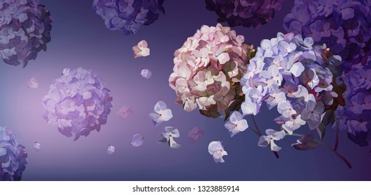 Floral beautiful  background with hydrangea  vector illustration