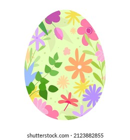 Floral beautiful Easter egg. Floral pattern, ornament inside the egg. Hand drawn vector illustration isolated on white background
