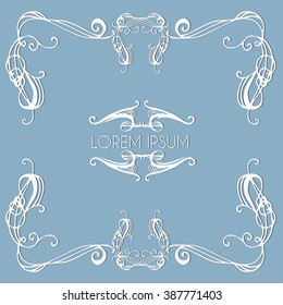Floral beautiful hand drawn vintage frame. Vector template for business card, greeting card and banner.