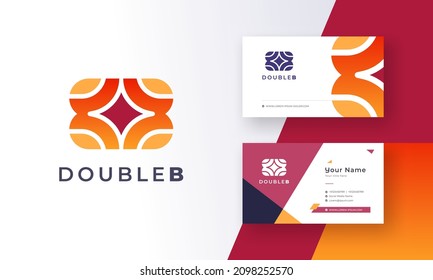 Floral Beautiful Initial B Letter Logo with Corporate Business Visiting Card Vector Illustration