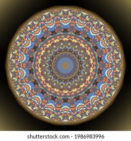 Floral beautiful round mandala pattern. Colorful ornamental glow background. Vector patterned backdrop. Ethnic style arabesque ornaments. Rosette. Plate. Vintage flowers, leaves, frames, borders.