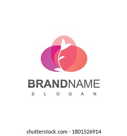 Floral Beauty, Flower Logo With Purple Background