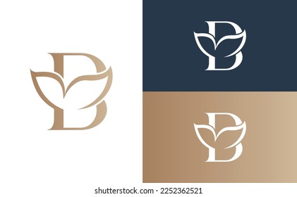 floral beauty logo leaf natural letter B
