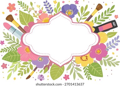 floral beleza maquiagem texto fundo forma banner