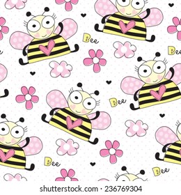 floral bee pattern vector illustration