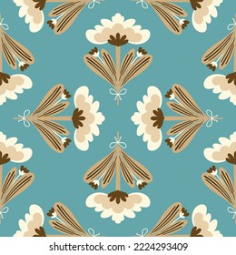Floral Beige Seamless Vector Pattern 