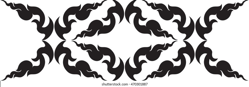 floral bird abstract wallpaper pattern background tattoo vector illustration / Thai Laos Asia design
