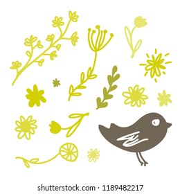 Floral and bird background. 