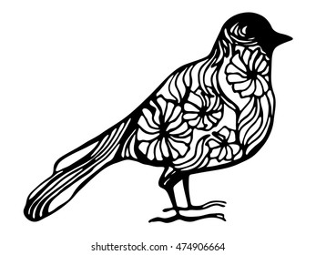 Floral bird. Decorative bird.