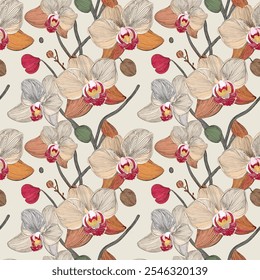 Floral Birds Patterns in Pattern Vector Repeat with Seamless Leaf and Flower Motifs for Gift Wraps, Textiles, Wallpaper, and Wrapping.
