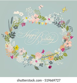 marco floral de cumpleaños