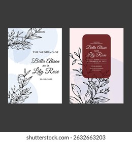 Floral black background frame of twigs, leaves and flowers. Frames for the Valentine's day, wedding card, logo and identity template.