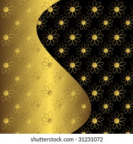  Floral black and golden  background (vector)
