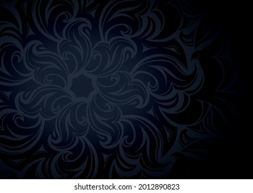 Floral black gradient wallpaper with stylized flowers and leafy patterns,dark background, vector illustration for covers, cards, ads, leaflets, labels, posters, banners and invitations