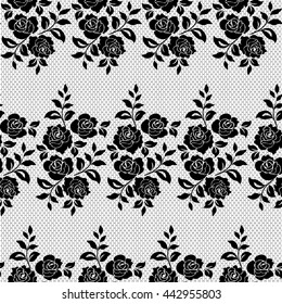Floral black lace pattern on a white background