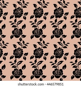 Floral black lace pattern on a beige background