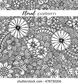 Floral black and white card. Vector template corporate identity. Business artwork. Background for web, printed media design. Banner, business card, flyer, invitation, greeting card, postcard.