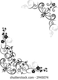 Floral black and white frame
