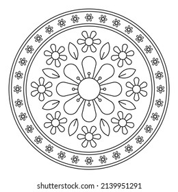 Floral black and white linear illustrations. Coloring book, colouring page for children and adults. Decorative abstract vector pattern design. Line art drawing. Easy to edit color and line weight